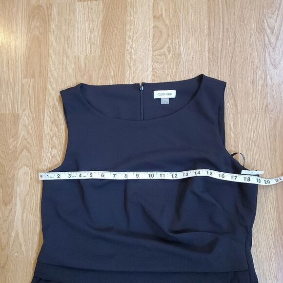 Calvin Klein Sleeveless Scuba Crepe Flat Pleat Waist Jumpsuit size 14 in Black - Picture 10 of 13